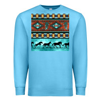 Ocean Blue native american aztec seamless pattern Premium Sweatshirt - BundleAndBundleShop