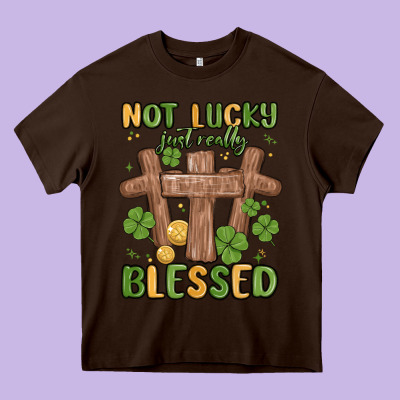 Not Lucky Just Really Blessed Malia Heavy Core Tee Designed By Maliassmallbusiness