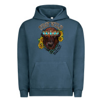 Pigment Midnight Navy turquoise bison Urban Hoodie - RacoonDesign