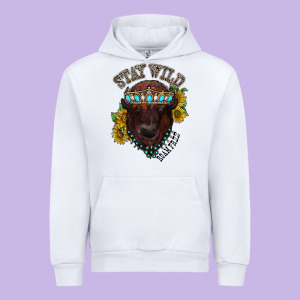 Turquoise Bison Urban Hoodie Designed By Racoondesign