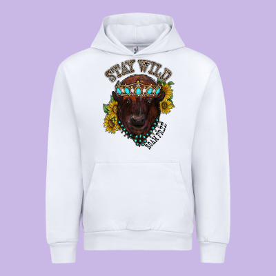 Turquoise Bison Urban Hoodie Designed By Racoondesign