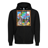 Black Happy Easter Day Zipper Hoodie - OliviaCreatesArt