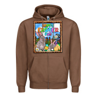 Chestnut Happy Easter Day Zipper Hoodie - OliviaCreatesArt