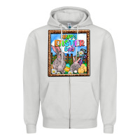 Dove Grey Happy Easter Day Zipper Hoodie - OliviaCreatesArt
