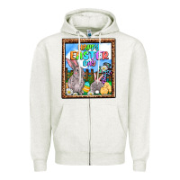 Oatmeal Heather Happy Easter Day Zipper Hoodie - OliviaCreatesArt
