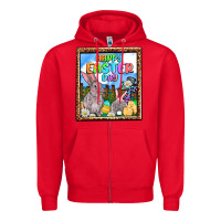Red Happy Easter Day Zipper Hoodie - OliviaCreatesArt