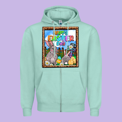 Happy Easter Day Zipper Hoodie Designed By Oliviacreatesart