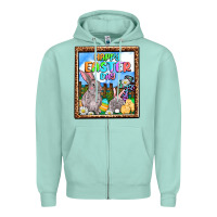 Seafoam Happy Easter Day Zipper Hoodie - OliviaCreatesArt