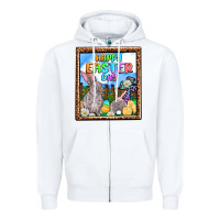 White Happy Easter Day Zipper Hoodie - OliviaCreatesArt