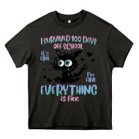 Asphalt i survived 100 days of school cat Heavy Core Tee - MaliasSmallBusiness