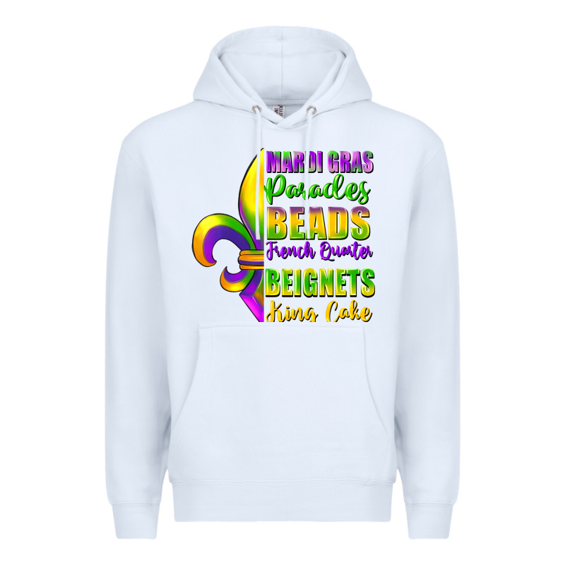Mardi Gras Parades Beads Premium Hoodie by FaDigitalArtStudio | Teevron