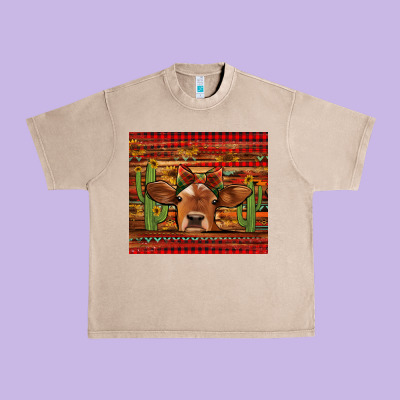 Western Christmas Cow Tumbler Urban Heavy Tee Designed By Jasminsmagicworld