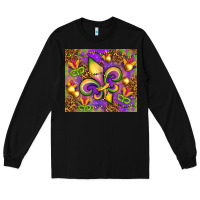 Black Mardi Gras fleur de lis Long Sleeve Tee - NancyCooperArtShop