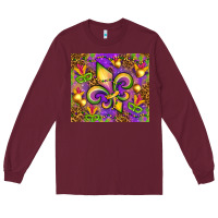 Burgundy Mardi Gras fleur de lis Long Sleeve Tee - NancyCooperArtShop