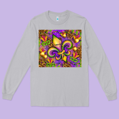 Mardi Gras Fleur De Lis Long Sleeve Tee Designed By Nancycooperartshop