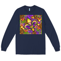 Navy Mardi Gras fleur de lis Long Sleeve Tee - NancyCooperArtShop