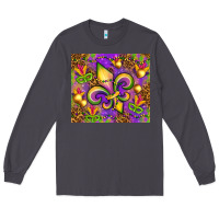 Smoke Mardi Gras fleur de lis Long Sleeve Tee - NancyCooperArtShop