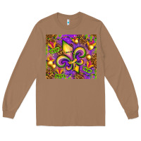Toasted Coconut Mardi Gras fleur de lis Long Sleeve Tee - NancyCooperArtShop