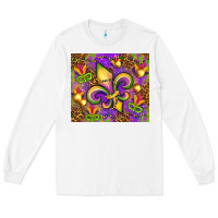White Mardi Gras fleur de lis Long Sleeve Tee - NancyCooperArtShop