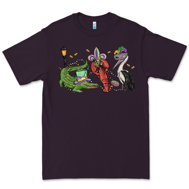 Mardi Gras Alligator Crawfish Pelican Premium Tee by MaliasSmallBusiness | Teevron