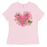 Bubblegum Pink my valentine is my look boyfriend Ladies Tee - MaliasSmallBusiness