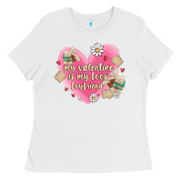 White my valentine is my look boyfriend Ladies Tee - MaliasSmallBusiness