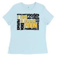 Baby Blue i am a black man Ladies Tee - MaliasSmallBusiness