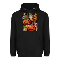 Black Halloween Pumpkins Heavyweight Hoodie - BundleAndBundleShop