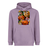 Lavender Halloween Pumpkins Heavyweight Hoodie - BundleAndBundleShop