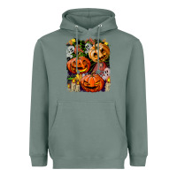 Sage Halloween Pumpkins Heavyweight Hoodie - BundleAndBundleShop