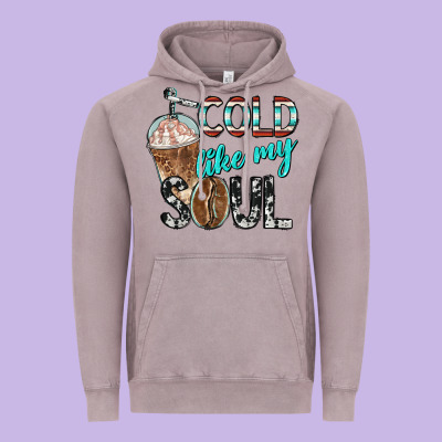 Cold Like My Soul With Coffee Vintage Hoodie Designed By Barkaloodesign