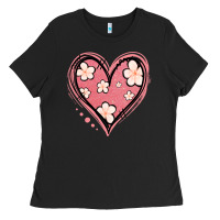 Black floral pink glitter heart Ladies Tee - Jasminsmagicworld