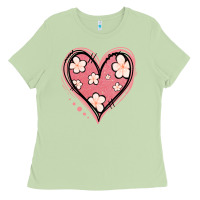 Matcha floral pink glitter heart Ladies Tee - Jasminsmagicworld