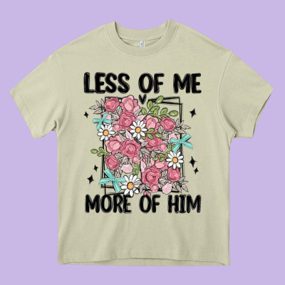 Less Of Me More Of Him Heavy Core Tee Designed By Maliassmallbusiness