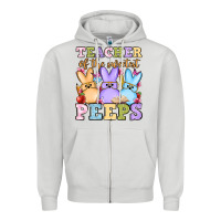 Dove Grey Easter Day Teacher of the sweetest peeps Zipper Hoodie - OliviaCreatesArt