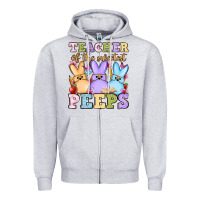 Heather Grey Easter Day Teacher of the sweetest peeps Zipper Hoodie - OliviaCreatesArt