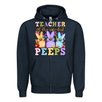 Navy Easter Day Teacher of the sweetest peeps Zipper Hoodie - OliviaCreatesArt