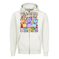 Oatmeal Heather Easter Day Teacher of the sweetest peeps Zipper Hoodie - OliviaCreatesArt