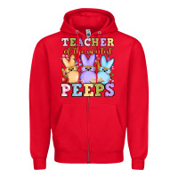Red Easter Day Teacher of the sweetest peeps Zipper Hoodie - OliviaCreatesArt
