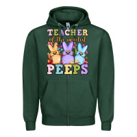 Sports Green Easter Day Teacher of the sweetest peeps Zipper Hoodie - OliviaCreatesArt