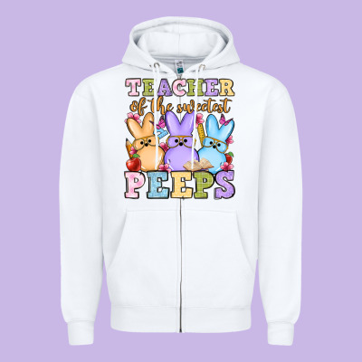 Easter Day Teacher Of The Sweetest Peeps Zipper Hoodie Designed By Oliviacreatesart