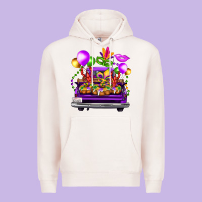 Mardi Gras Farm Truck Back View Premium Hoodie Designed By Fadigitalartstudio