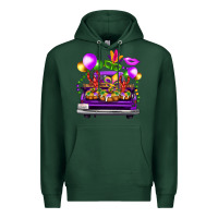 Sports Green mardi gras farm truck back view Premium Hoodie - FaDigitalArtStudio