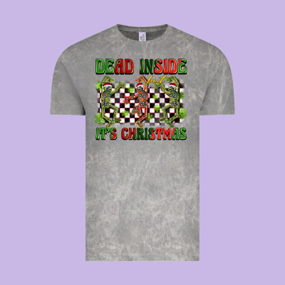 Dead Inside But It's Christmas Dancing Skeletons Vintage Tee Designed By Barkaloodesign