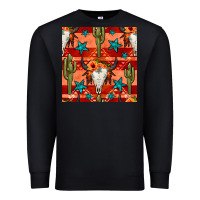 Black bull skull cactus seamless pattern Premium Sweatshirt - BundleAndBundleShop