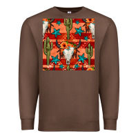 Chestnut bull skull cactus seamless pattern Premium Sweatshirt - BundleAndBundleShop