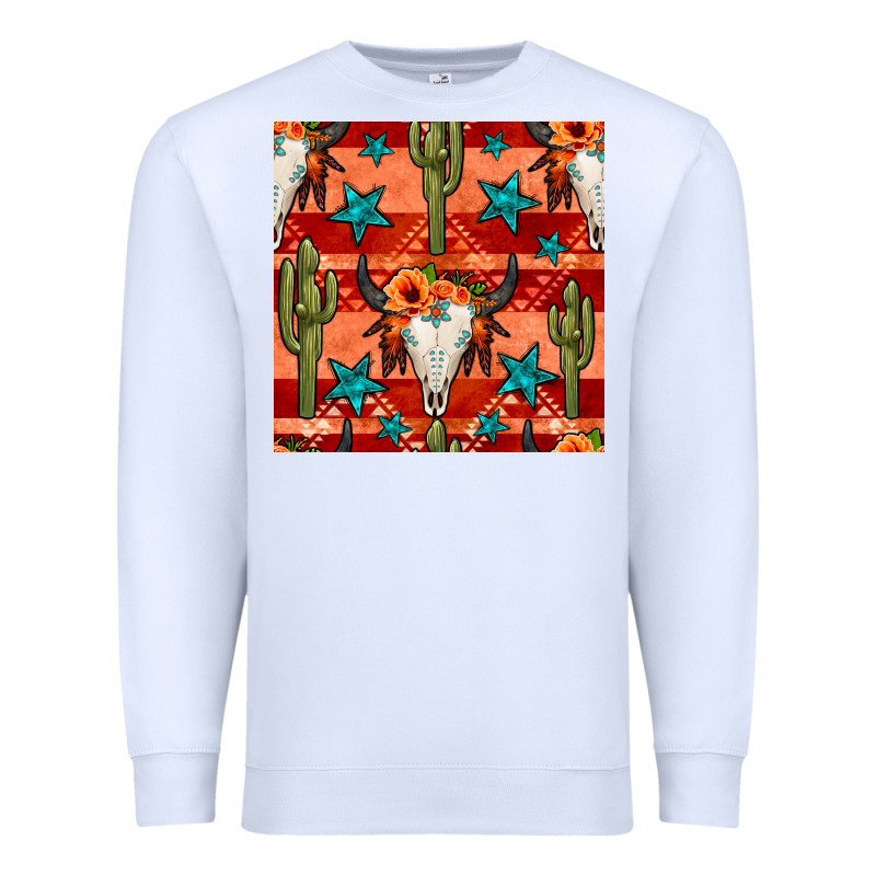 Bull Skull Cactus Seamless Pattern Premium Sweatshirt by BundleAndBundleShop | Teevron