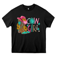 Black cow girl western boots Heavy Core Tee - MaliasSmallBusiness