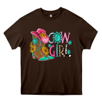 Chocolate Brown cow girl western boots Heavy Core Tee - MaliasSmallBusiness