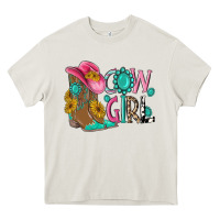Cream cow girl western boots Heavy Core Tee - MaliasSmallBusiness